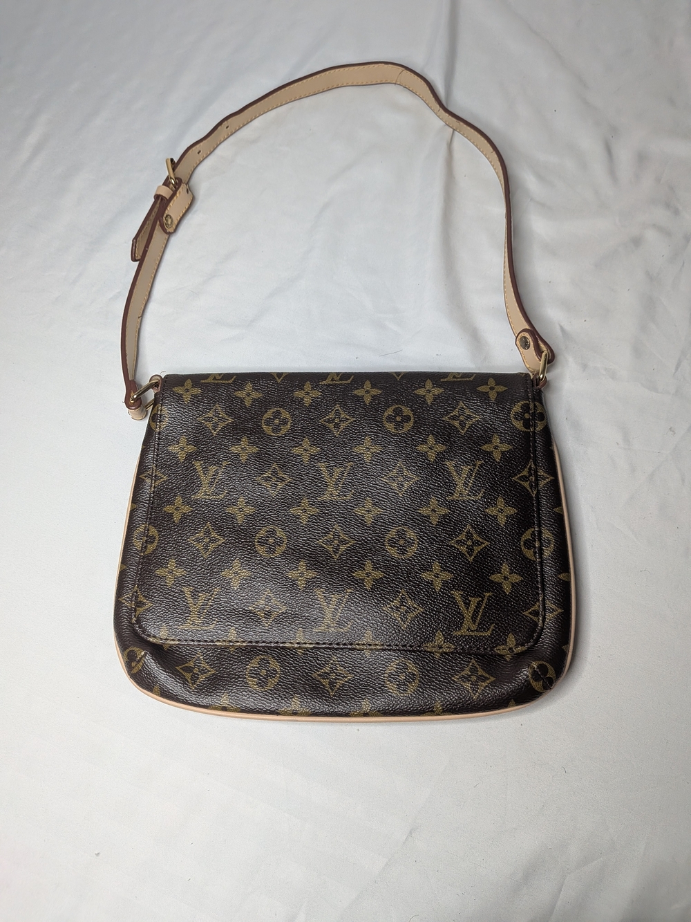 Louis Vuitton Brown Monogram Shoulder Bag with Natural Vachetta Strap